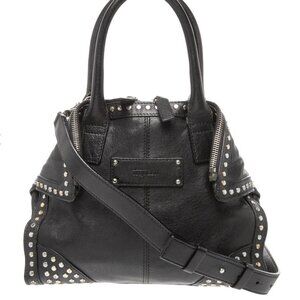 Alexander McQueen Black Leather Studded De Manta Mini Dual Handle Crossbody Bag